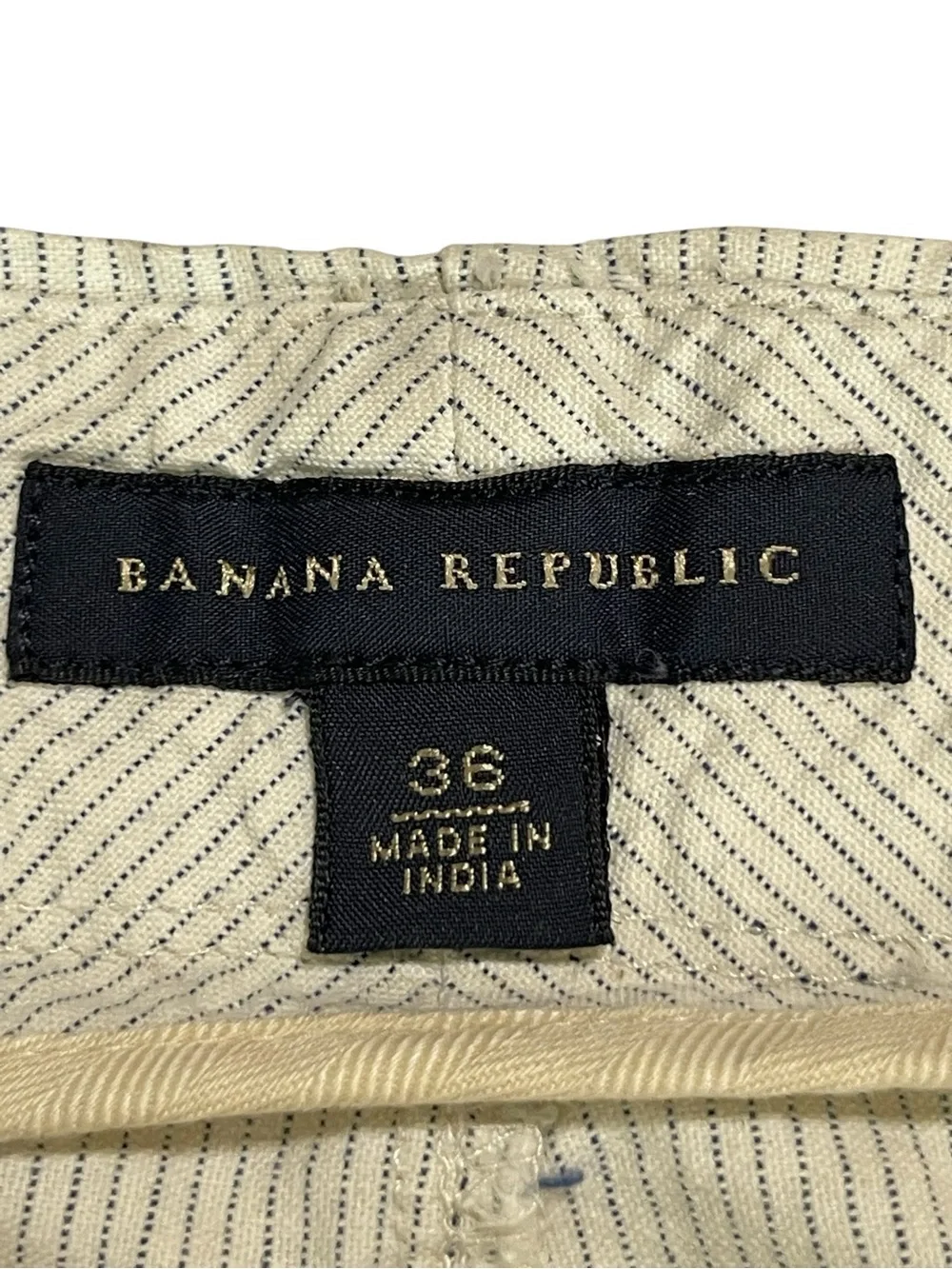 Banana Republic Beige Pinstriped Cotton-Blend Chino Shorts